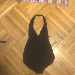 Black halter neck bodysuit